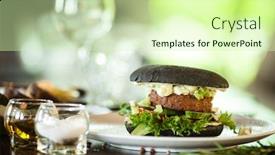  Presentation with vegan burger - Slide set with vegan-burger-black-bun-tofu background and a soft green colored foreground