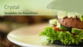  Presentation with vegan burger - Slides consisting of vegan-burger-black-bun-tofu background and a mint green colored foreground