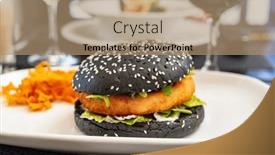  Presentation with vegan burger - Slides enhanced with vegan-burger-in-the-restaurant background and a coral colored foreground