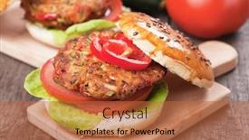  Presentation with vegan burger - Colorful presentation design enhanced with  backdrop and a  colored foreground