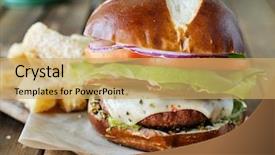  Presentation with vegan burger - PPT theme featuring  background and a  colored foreground