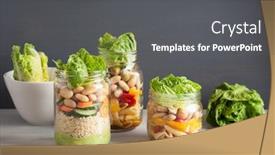  Presentation with couscous - Audience pleasing presentation design consisting of vegan couscous and pasta salad in mason jars with vegetables beans backdrop and a dark gray colored foreground