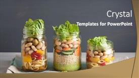  Presentation with couscous - Presentation theme featuring vegan couscous and pasta salad in mason jars with vegetables beans background and a dark gray colored foreground