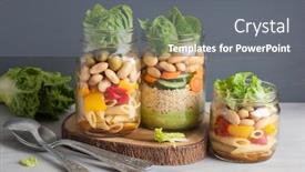  Presentation with couscous - Audience pleasing theme consisting of vegan couscous and pasta salad backdrop and a gray colored foreground