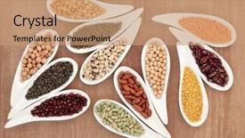  Presentation with papyrus - Cool new PPT theme with soyabean - dried pulses selection in white backdrop and a coral colored foreground