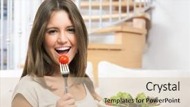  Presentation with healthy eating - Cool new presentation with woman eating healthy food backdrop and a lemonade colored foreground