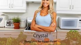  Presentation with cooking - PPT layouts consisting of vegan diet - young woman cooking background and a coral colored foreground