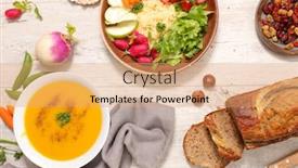  Presentation with vegan - Cool new slides with vegan-dinner-meal-with-soup backdrop and a coral colored foreground