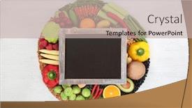  Presentation with vegan food - Audience pleasing PPT layouts consisting of vegan-food-for-a-healthy backdrop and a mint green colored foreground