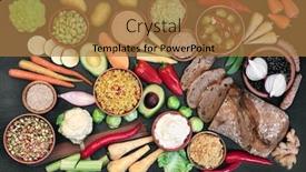  Presentation with vegan diet - PPT theme having vegan-food-for-a-healthy background and a coral colored foreground