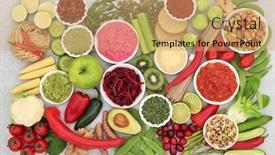  Presentation with carbs - Beautiful presentation design featuring vegan-food-for-health backdrop and a coral colored foreground