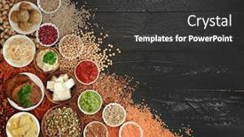 Presentation with rustic wood border - Audience pleasing PPT theme consisting of vegan-health-food-background-border backdrop and a dark gray colored foreground