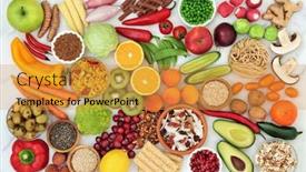  Presentation with vegan food - Colorful presentation theme enhanced with vegan-health-food-choice backdrop and a gold colored foreground