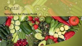  Presentation with vegan food - Beautiful PPT theme featuring asparagus free - vegan health food collection backdrop and a yellow colored foreground