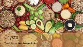  Presentation with vegan diet - Beautiful PPT theme featuring vegan-health-food-diet-concept backdrop and a gold colored foreground