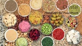  Presentation with vegan food - Cool new PPT theme with vegan-health-food-for-clean backdrop and a coral colored foreground