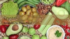  Presentation with sustainable food - Theme featuring vegan-health-food-with-foods background and a gold colored foreground