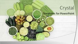  Presentation with vegan food - Audience pleasing PPT theme consisting of vegan-health-food-with-plant backdrop and a mint green colored foreground