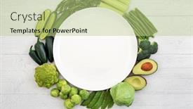  Presentation with immune system - Slide deck having vegan-health-food-wreath background and a mint green colored foreground