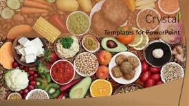  Presentation with vegan food - Cool new slides with vegan-health-super-food-plant backdrop and a coral colored foreground