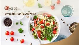  Presentation with pumpkin seeds - Amazing slide deck having vegan ketogenic spiralized courgette salad with avocado tomato pumpkin seeds backdrop and a cream colored foreground