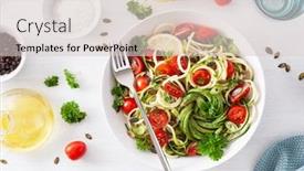  Presentation with pumpkin seeds - Slide set with vegan-ketogenic-spiralized-courgette-salad background and a lemonade colored foreground