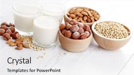  Presentation with vegan food - PPT theme enhanced with vegan milk - food and drink background and a white colored foreground