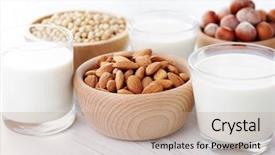  Presentation with vegan food - Theme consisting of vegan milk - food and drink background and a coral colored foreground