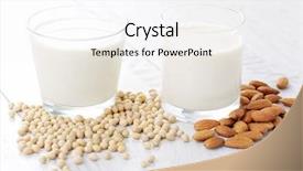  Presentation with vegan food - Audience pleasing slides consisting of vegan milk - food and drink backdrop and a sky blue colored foreground