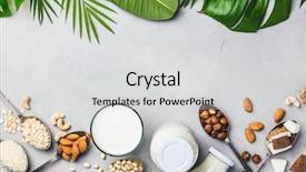  Presentation with soy milk - Presentation theme having vegan milk and ingredients background and a light gray colored foreground