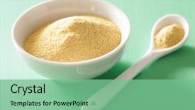  Presentation with yeast - Beautiful theme featuring vegan nutritional yeast flakes backdrop and a seafoam green colored foreground
