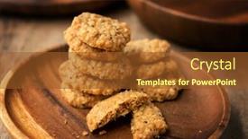  Presentation with vegan - PPT theme with close up chia seeds - vegan oatmeal chiaseeds cookies background and a tawny brown colored foreground