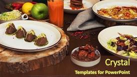  Presentation with healthy food - Audience pleasing PPT layouts consisting of vegan pancakes dried tomatoes pate backdrop and a tawny brown colored foreground