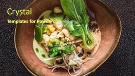  Presentation with vegan - Slide deck having vegan-poke-in-the-bowl background and a tawny brown colored foreground