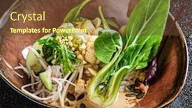  Presentation with vegan - PPT layouts having vegan-poke-in-the-bowl background and a tawny brown colored foreground