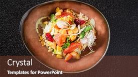  Presentation with vegan - PPT theme featuring vegan-poke-with-grilled-berries background and a tawny brown colored foreground