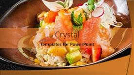  Presentation with vegan - Audience pleasing presentation design consisting of vegan-poke-with-grilled-berries backdrop and a gold colored foreground