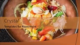  Presentation with vegan - Presentation theme featuring vegan-poke-with-grilled-berries background and a gold colored foreground