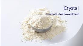  Presentation with flour - Colorful slide deck enhanced with vegan protein powder - bowl of soft wheat flour backdrop and a sky blue colored foreground
