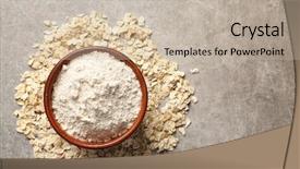  Presentation with oat - Audience pleasing presentation design consisting of vegan protein powder - bowl with oat flour backdrop and a mint green colored foreground