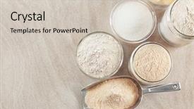  Presentation with flour - Colorful slide set enhanced with vegan protein powder - composition with different types backdrop and a soft green colored foreground