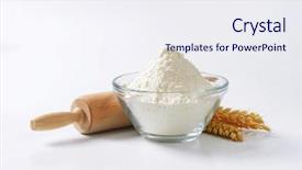  Presentation with flour - Cool new PPT theme with vegan protein powder - flour in the glass bowl backdrop and a sky blue colored foreground