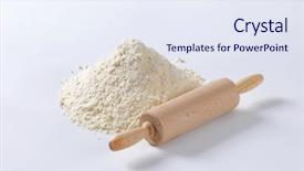  Presentation with flour - PPT layouts consisting of vegan protein powder - heap of flour with wooden background and a sky blue colored foreground