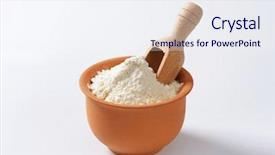  Presentation with vegan - Audience pleasing theme consisting of vegan protein powder - portion of wheat flour backdrop and a sky blue colored foreground