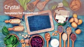  Presentation with protein - Cool new presentation design with vegan protein sources top view backdrop and a coral colored foreground