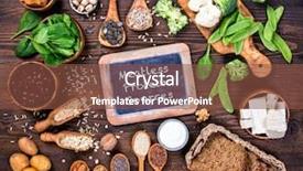  Presentation with protein chemistry - Beautiful presentation theme featuring vegan protein sources top view backdrop and a tawny brown colored foreground