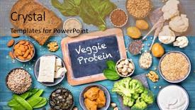  Presentation with protein - Presentation design with vegan protein sources top view background and a coral colored foreground