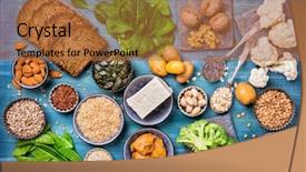  Presentation with protein - PPT layouts featuring vegan protein sources top view background and a red colored foreground