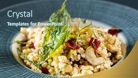  Presentation with vegan - Amazing presentation having vegan-risotto-with-dried-berries backdrop and a  colored foreground