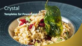  Presentation with vegan - Slide deck having vegan-risotto-with-dried-berries background and a tawny brown colored foreground